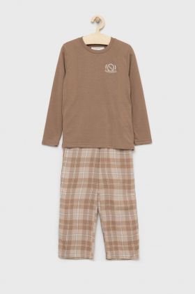 Abercrombie & Fitch pijama copii culoarea bej, neted