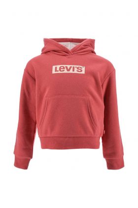 Levi's bluza copii culoarea rosu, cu glugă, cu imprimeu