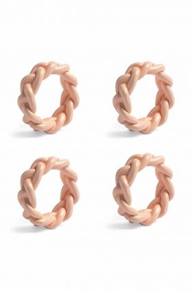 &k amsterdam inele de șervețel Braid Pink Set 4-pack