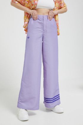 adidas Originals pantaloni femei, culoarea violet, cu imprimeu