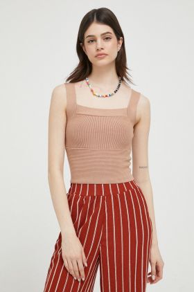 Abercrombie & Fitch top femei, culoarea maro