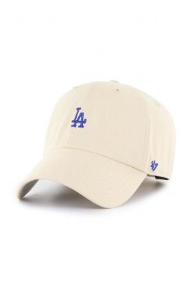 47brand șapcă de baseball din bumbac MLB Los Angeles Dodgers culoarea bej, cu imprimeu B-BSRNR12GWS-NTA