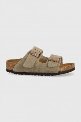 Birkenstock papuci din piele intoarsa pentru copii culoarea bej