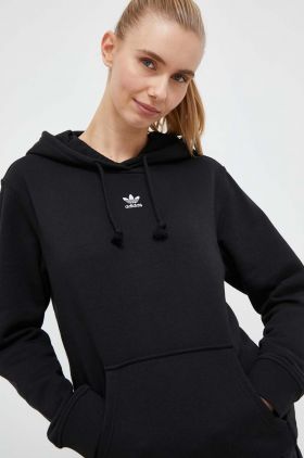 adidas Originals bluză femei, culoarea negru, cu glugă, uni IA6420