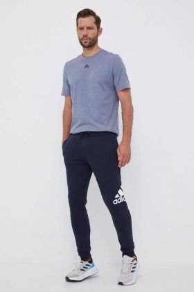 adidas pantaloni de trening culoarea albastru marin, cu imprimeu