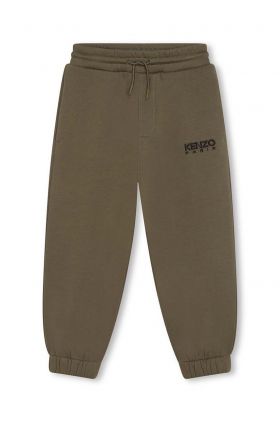 Kenzo Kids pantaloni de trening pentru copii culoarea verde, neted