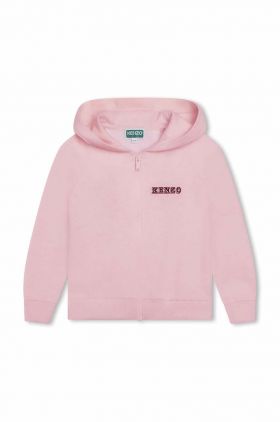 Kenzo Kids hanorac de bumbac pentru copii culoarea roz, cu glugă, cu imprimeu