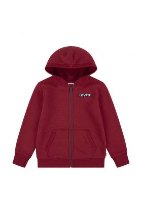 Levi's bluza copii culoarea rosu, cu glugă, neted