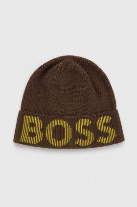 BOSS caciula din amestec de lana culoarea verde, din tesatura neteda