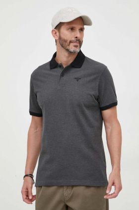 Barbour polo de bumbac culoarea negru, neted