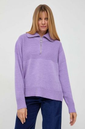 Beatrice B pulover de lana femei, culoarea violet, light, cu turtleneck