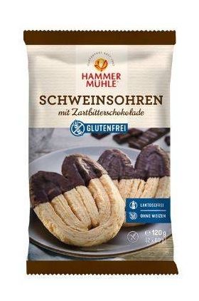 Biscuiti tip potcoava fara gluten, cu glazura de ciocolata neagra 120g - Hammer Muhle