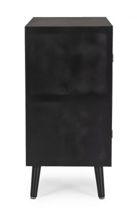 Bufet inferior cu 2 usi Josine, Bizzotto, 80 x 40 x 80 cm, lemn de pin/MDF/ratan, negru