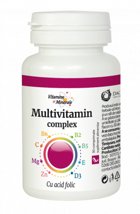 Multivitamin complex cu Acid Folic, 30 comprimate, Dacia Plant