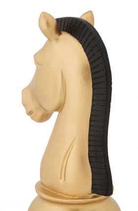 Decoratiune piesa sah, Mauro Ferretti, Horse, 10.5 x 8.5 x 19 cm, polirasina, auriu/negru