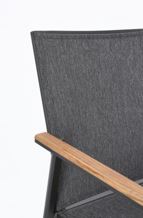 Scaun de gradina Cameron, Bizzotto, 59 x 61 x 88 cm, aluminiu/textilena, gri carbune