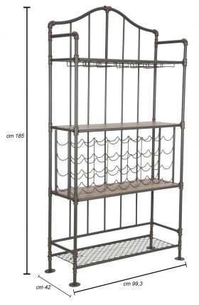 Bufet cu suport sticle de vin Manhattan, Mauro Ferretti, 99x42x185 cm, fier