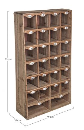 Bufet organizator cu 26 compartimente Officina A-Z, Bizzotto, 49 x 18 x 85 cm, lemn de pin