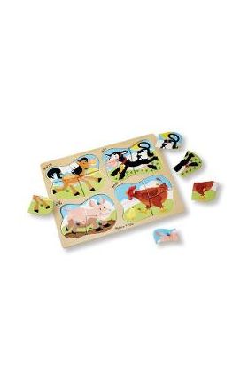 4 in 1 Peg puzzle, Farm. Puzzle lemn 4 in 1, Ferma