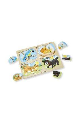 4 in 1 Peg puzzle, Pets. Puzzle lemn 4 in 1, Animale de companie