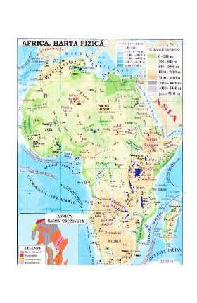 Africa + Australia - Harta fizica 1:40.000.000 (pliata)