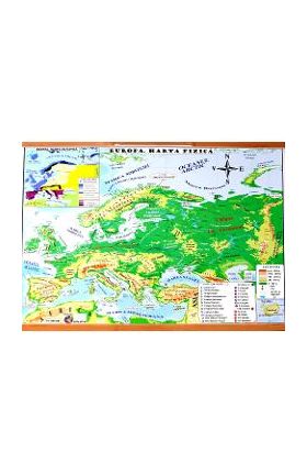 Harta de perete - Europa. Harta Fizica + Harta Politica