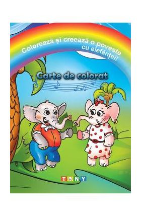 Coloreaza si creeaza o poveste cu elefantei! Carte de colorat