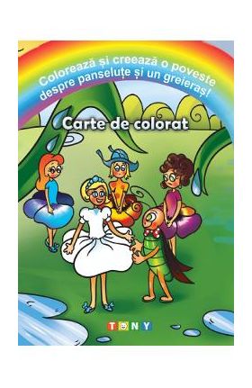 Coloreaza si creeaza o poveste despre panselute si un greieras! Carte de colorat
