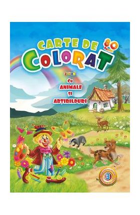 Carte de colorat Jumbo cu animale si abtibilduri