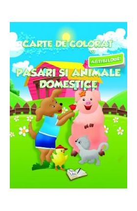 Carte de colorat cu abtibilduri - Animale domestice
