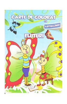 Fluturi - Carte de colorat cu abtibilduri