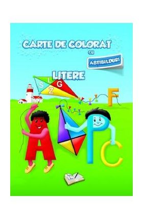 Carte de colorat cu abtibilduri - Litere