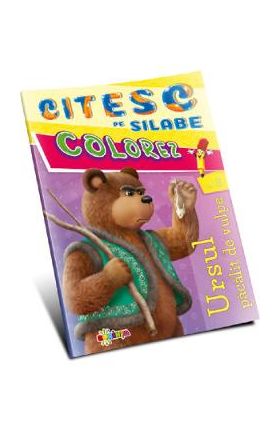 Citesc pe silabe, colorez. Ursul pacalit de vulpe