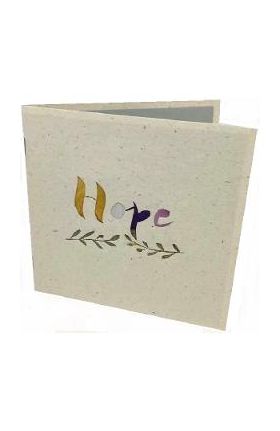 Felicitare handmade din hartie reciclata, cu flori presate: Hope