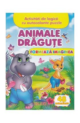 Formeaza imaginea. Animale dragute + 48 autocolante