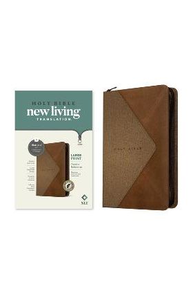 NLT Large Print Thinline Reference Zipper Bible, Filament-Enabled Edition (Red Letter, Leatherlike, Messenger Stone & Camel, Indexed) - Tyndale