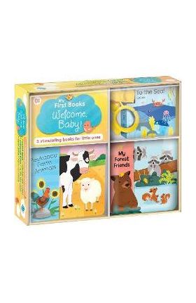 My First Books: Welcome, Baby!: Three Stimulating Books in One Box: Bath Book, Cloth Book, Stroller Book - Carine Laforest