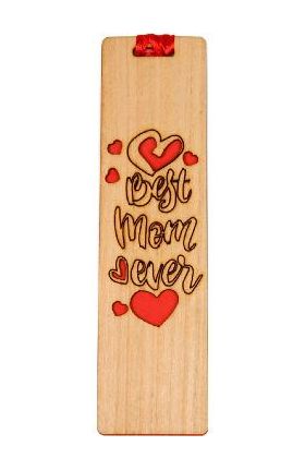Semn de carte din lemn: Best mom ever