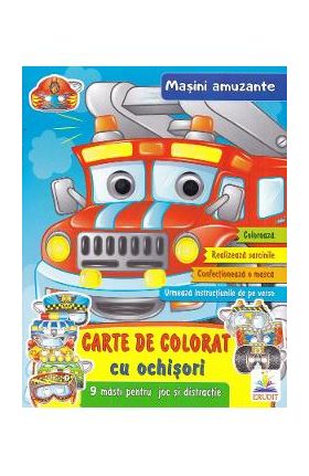 Carte de colorat cu ochisori. Masini amuzante