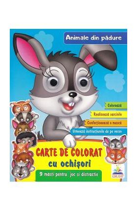 Carte de colorat cu ochisori. Animale din padure