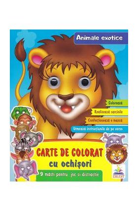 Carte de colorat cu ochisori. Animale exotice