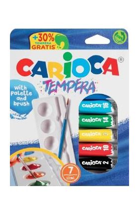 Acuarele tempera 7 culori cu tavita si pensula