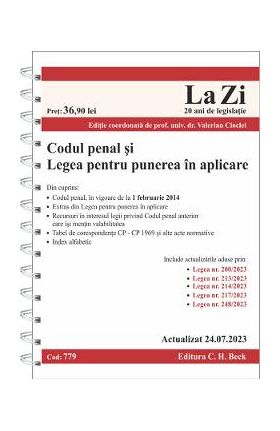 Codul penal si Legea pentru punerea in aplicare Act.24 iulie 2023 Ed. Spiralata