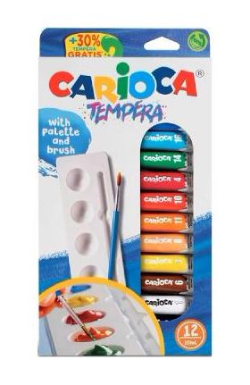 Acuarele tempera 12 culori cu tavita si pensula