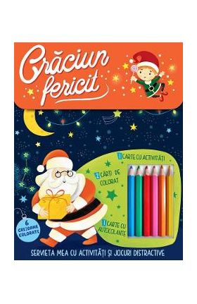 Craciun fericit. Servieta mea cu activitati și jocuri distractive