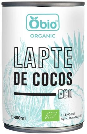 Lapte de cocos, eco-bio, 400ml - Obio