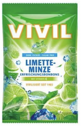 Bomboane cu lime, menta si vitamina C, 80g - Vivil