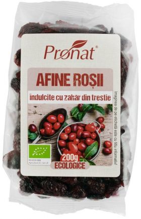 Afine Rosii Indulcite Cu Zahar Din Trestie Eco-Bio 200g - Pronat