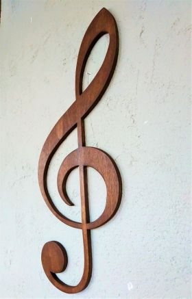 Decoratiune de perete, Treble Clef, 25x1.8x60 cm, Placaj , Maro