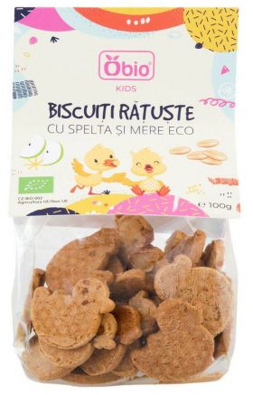 Biscuiti ratuste cu spelta si mere, eco-bio, 100g - Obio